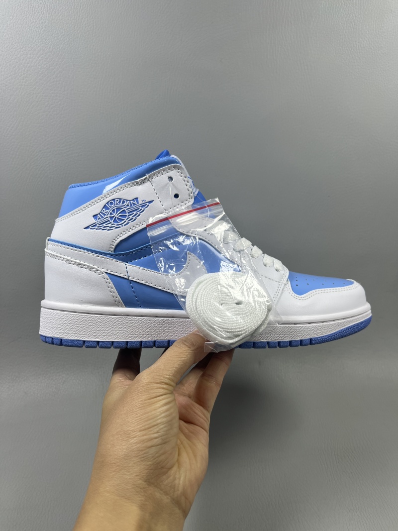 Women Running Weapon Air Jordan 1 White/Blue Shoes 527